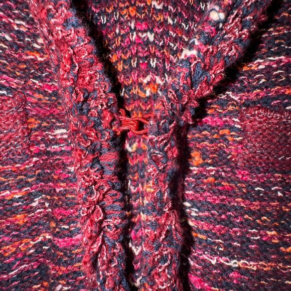 J. Jill Large Colorful Hook & Eye Cardigan Jacket Faux Pockets Shoulder Pads - Picture 3 of 5